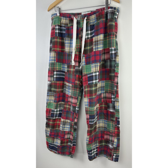 American Eagle Outfitters Patchwork Madras Plaid Pajama Pj Pants Men's Medium - Picture 2 of 16